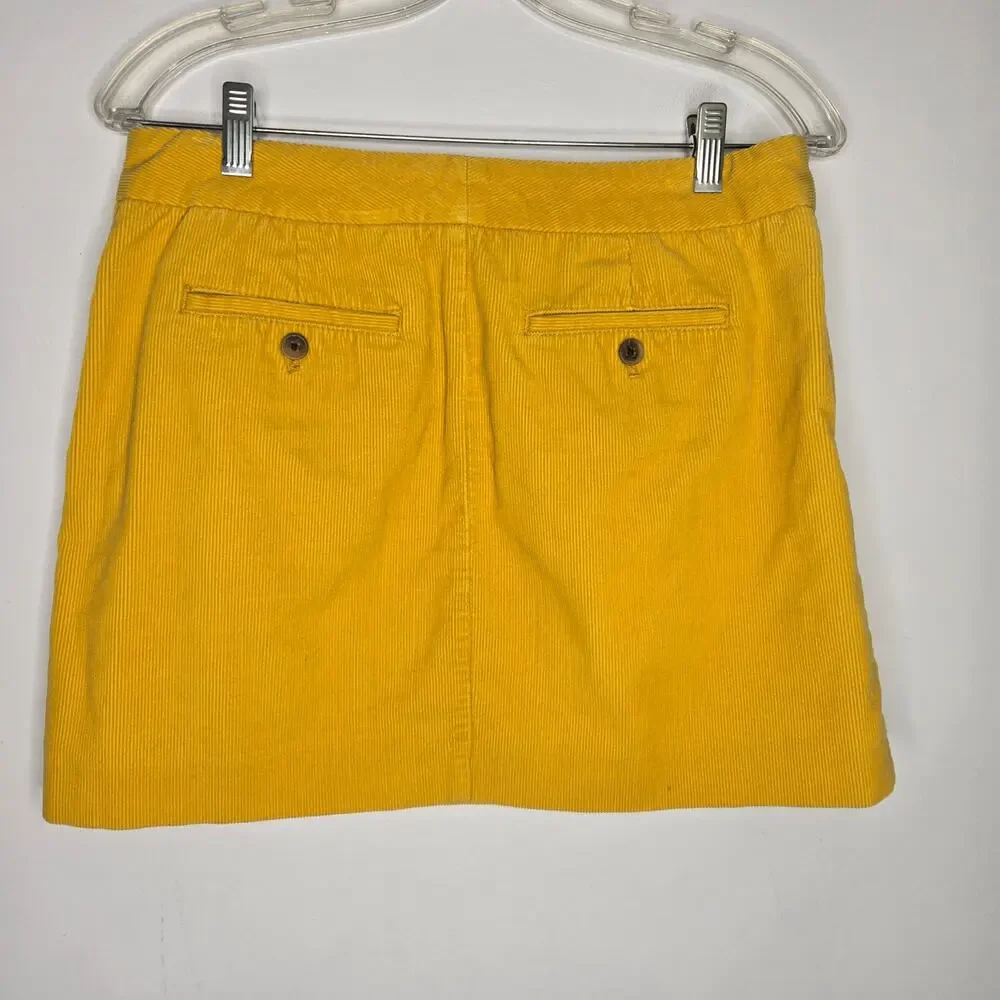 J Crew Women Y2K Corduroy Mini Skirt Mustard Yellow Preppy Classic Fall Autumn 6
